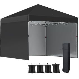 10' x 10' Pop Up Canopy with 3 Sidewalls, Leg Weight Bags and Carry Bag, Height Adjustable Party Tent Gazebo for Garden, Patio